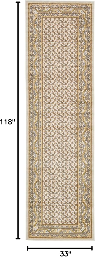 Unique Loom Williamsburg Collection Traditional Border with Dotted Center Area Rug, Runner 2' 9" x 9' 10", Beige/Yellow