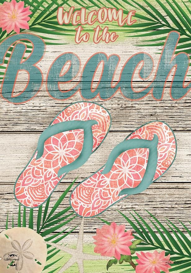 Welcome Beach Flip Flops Summer Double Sided House Flag 40" x 28" Briarwood Lane