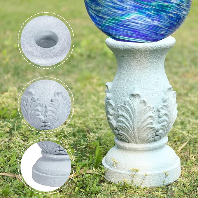 VCUTEKA Gazing Ball Stand, 8-10" Gazing Globe Roman Garden Pedestal Outdoor | 12" H Gazing Ball Stand for Garden, Outdoor Display Stand Décor Accessories Resin Roman pedestal for 10" Garden Gazing Globe