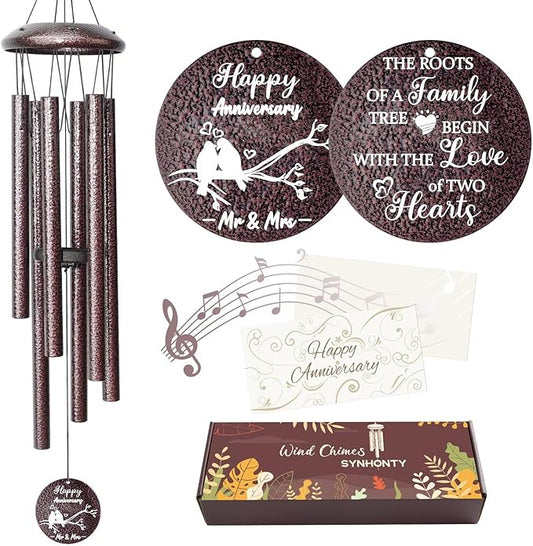 Anniversary Wind Chimes Gifts for Men Women, Happy Anniversary Decorations, 25" Wind Chimes Romantic Gift for Couple, Parents, Wife, Husband, Friends