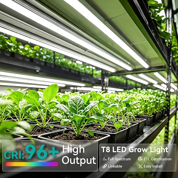 JESLED Plant Grow Lights, 3FT 5000K Full Spectrum Daylight White, 72W(2 X 36W,450W Equivalent), Linkable Grow Light Strips for Indoor Plants, Seed Starting, Greenhouse, Growing Shelf, 2-Pack