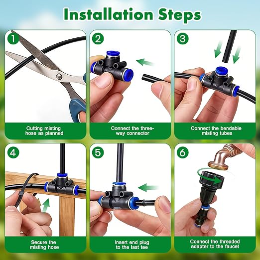 360° Adjustable Drip Irrigation System, 98FT Garden Watering System with 30 Nozzles, Water Sprinkler for Garden, Yard, Lawn, Greenhouse, Plants, Backyard Misting System