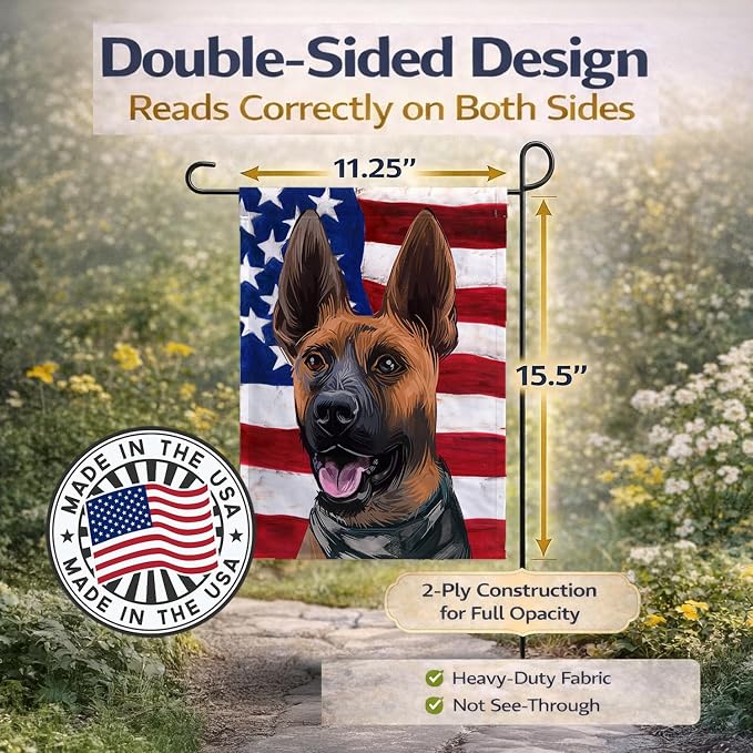 Caroline's Treasures CK6646GF Plott Hound Dog American Flag Garden Flag Mailbox Flag Decorative Yard Flag Banner Outside Patio Artwork Yard Flower Beds, Garden Size, Multicolor