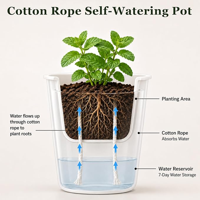 3" Self Watering Pots - 10 Sets Planter Pots for Indoor Plants With Water Level Indicator and Multiple Vents - for House Plants, Flowers, Herbs