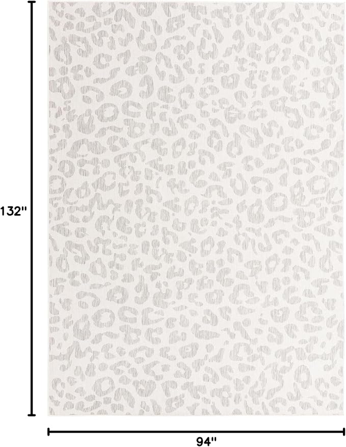 Unique Loom Outdoor Safari Collection Area Rug - Leopard (7' 10" x 11' Rectangle, Ivory Gray)