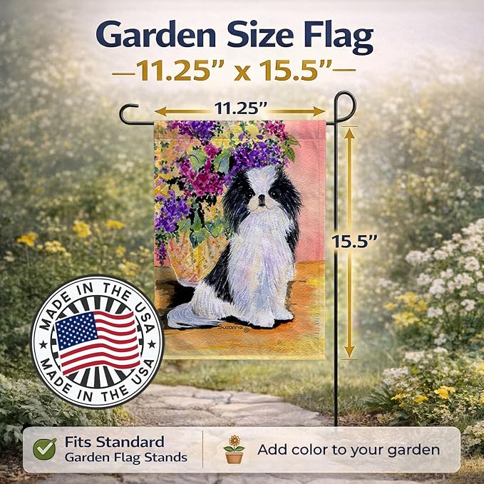 Caroline's Treasures SS8299GF Japanese Chin Garden Flag Mailbox Flag Decorative Yard Flag Banner Outside Patio Artwork Yard Flower Beds, Garden Size, Multicolor