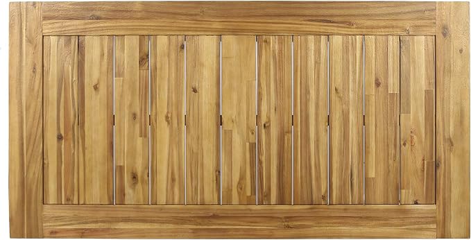 Merax 69" Outdoor Acacia Wood Dining Table, Rectangular Patio Table with Slatted Surface, Sandblast Natural Finish
