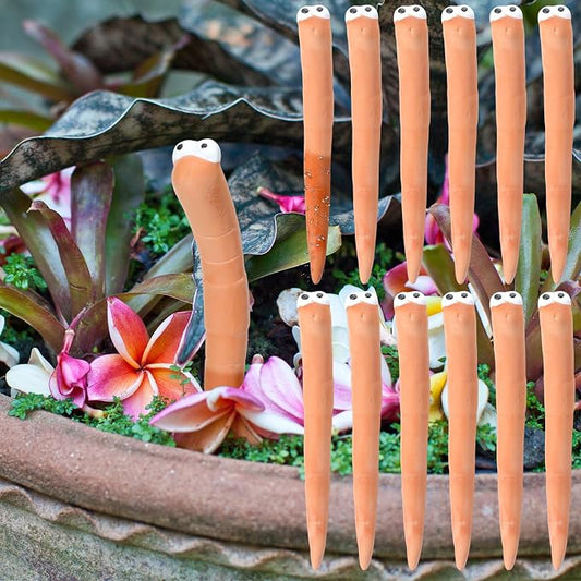 Relaxweex 12 Pcs Water Sensor Ceramic Worm The Potting Shed Worm Water Sensor Plant Decoration Moisture Monitor Gardening Houseplant Humidity Meter Fun Gardening Gift for Your Potted Plant (6 Inch)