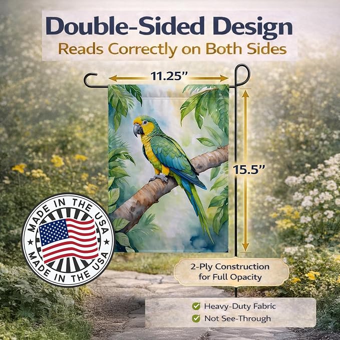 Caroline's Treasures Yellownaped Amazon Parrot Garden Flag Mailbox Flag Decorative Yard Flag Banner Outside Patio Artwork Yard Flower Beds, Garden Size, Multicolor