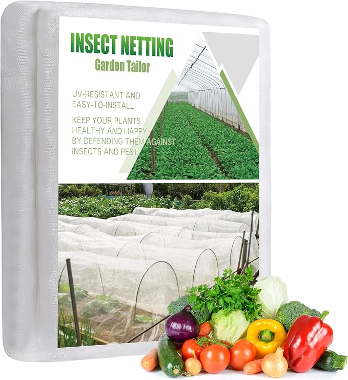 Garden Insect Netting Pest Barrier: 8'x15' Bug Netting for Garden Protection Mosquito Net Fine Mesh Cicada Tree Net Greenhouse Row Cover for Crops Plants Vegetables Flowers Fruits Silver