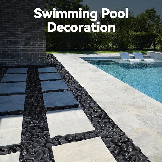 Pulovin 40 lbs Black Stones for Plants Indoor, 2-3 Inch Decorative River Rocks for Plants, Flower Pots, Vase, Polished Garden Stones for Outdoor Landscaping, Walkways, Yard