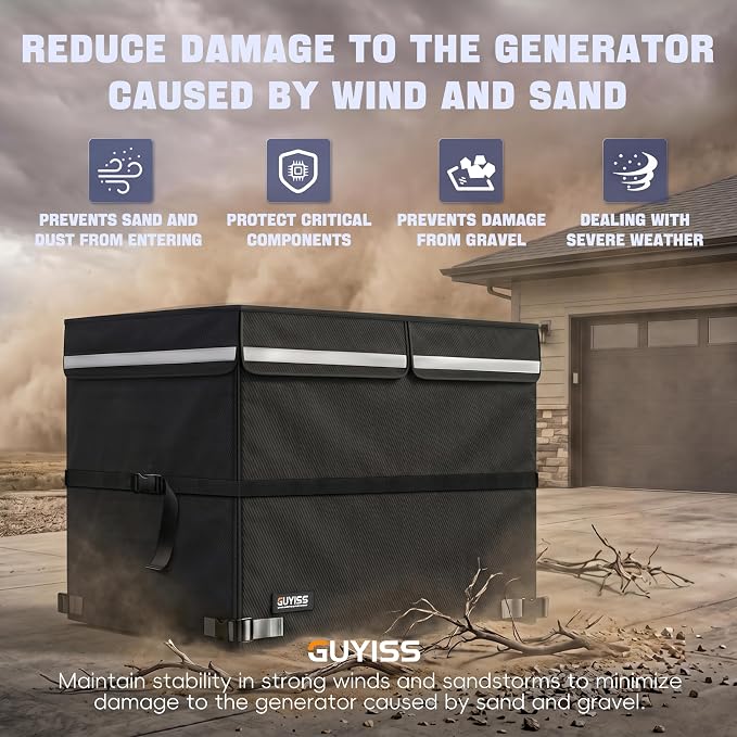 Generator Covers While Running, 32x24x24 Inch Generator Cover, 900D+210D Heavy Duty Waterproof, Top Can Be Opened for Refueling. All-weather Generator Protective Cover.Black