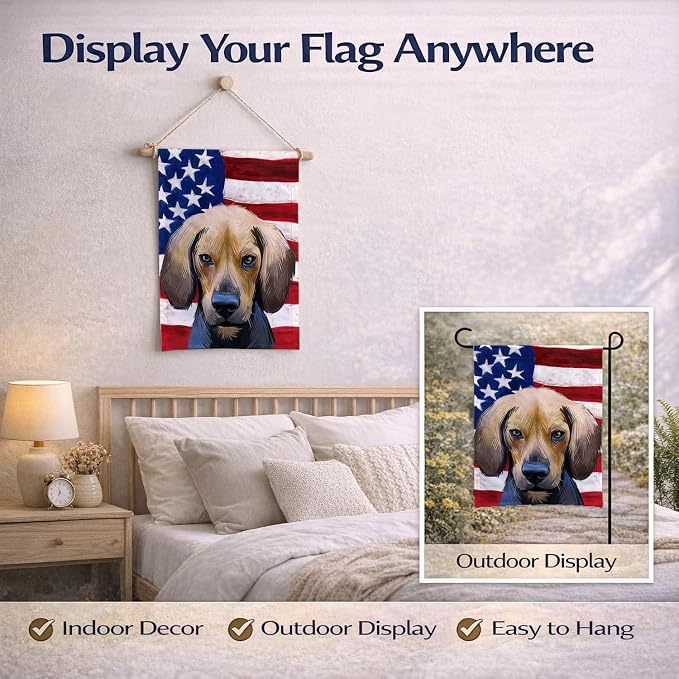 Caroline's Treasures CK6589GF Kerry Beagle American Flag Garden Flag Mailbox Flag Decorative Yard Flag Banner Outside Patio Artwork Yard Flower Beds, Garden Size, Multicolor