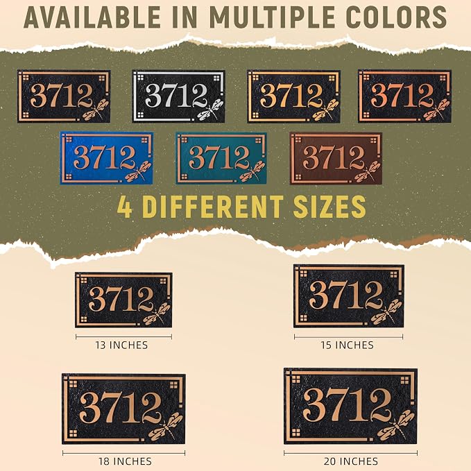 House Address Sign Address Plaque for Outside Custom Street Name Address Sign House Number with Lawn Stake (Black/Rose Gold)