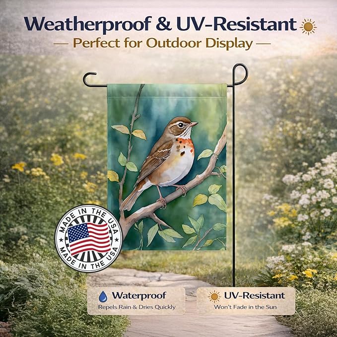 Caroline's Treasures Vermont Hermit Thrush Garden Flag Mailbox Flag Decorative Yard Flag Banner Outside Patio Artwork Yard Flower Beds, Garden Size, Multicolor