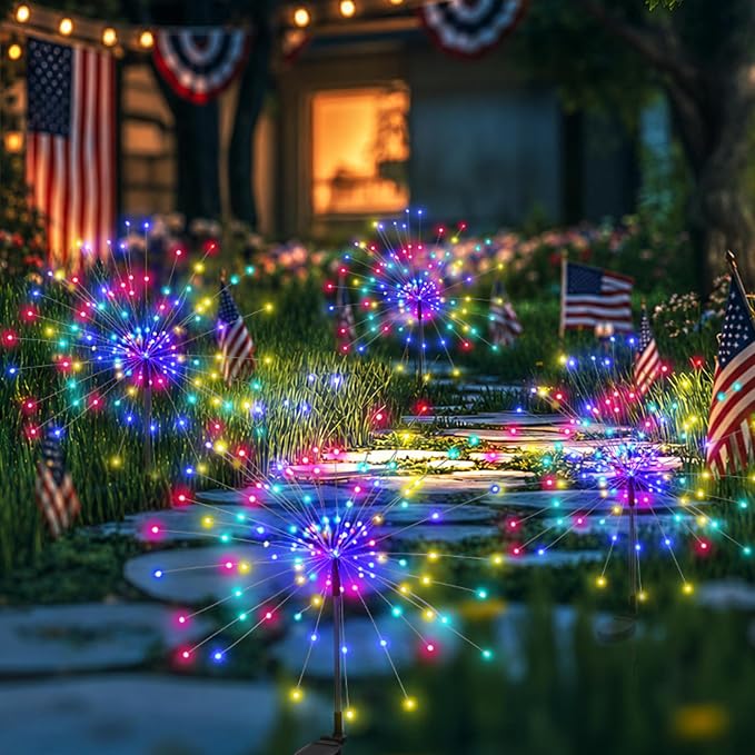 PEVOROS Garden Decor Solar Lights Outdoor,120LED Waterproof Colorful Solar Fairy Garden Lights for Outdoor Decoration,Yard, Patio, Porch,Flower Pot,Pathway (4Pack)