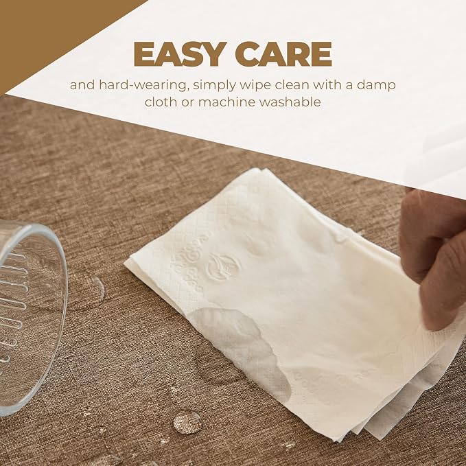 Decorelia Waterproof Farmhouse Table Cloth for Party Wedding Table, Solid Linen Woven Fall Spill-Proof Tablecloth for Dining Room, Farmhouse, Restaurant (Oblong, 60 x 120 Inch (10-12 Seats), Coffee)