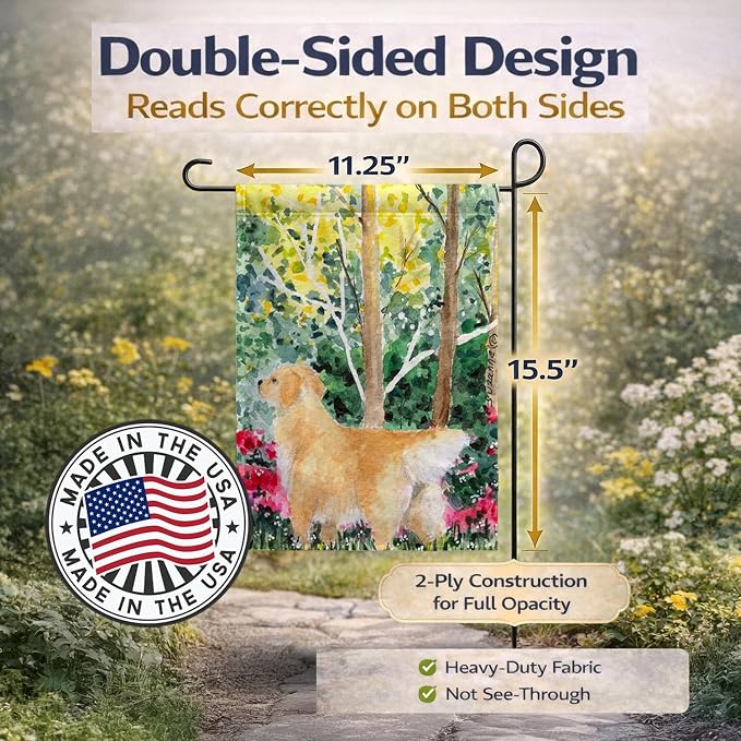 Caroline's Treasures SS8886GF Golden Retriever Garden Flag Mailbox Flag Decorative Yard Flag Banner Outside Patio Artwork Yard Flower Beds, Garden Size, Multicolor