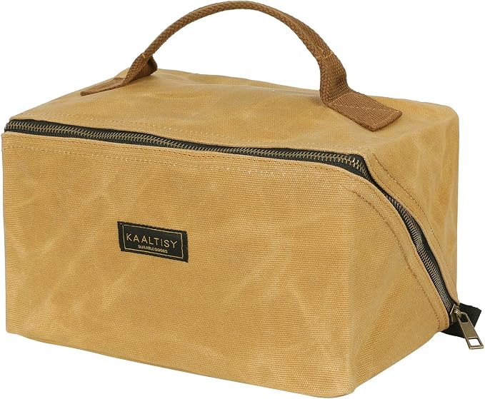 Tool Storage Pouch, Heavy Duty 16oz Waxed Canvas Tool Bag, Large - Capacity Tool Storage Organizer (Khaki) - for Electrician Contractor