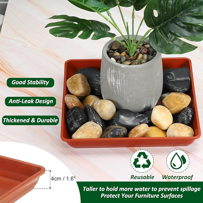 PATIKIL Plant Saucer Tray, 10 Pack 12 Inch Plastic Square Plant Saucer Flower Planter Drip Tray for Indoors Outdoors Patio Balcony, Red