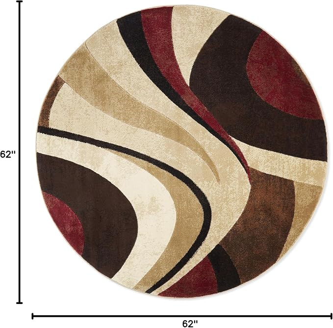 Home Dynamix Tribeca Slade Modern Area Rug, Abstract Brown/Red 5'2" Round, Model Number: TRIBECA 6NR