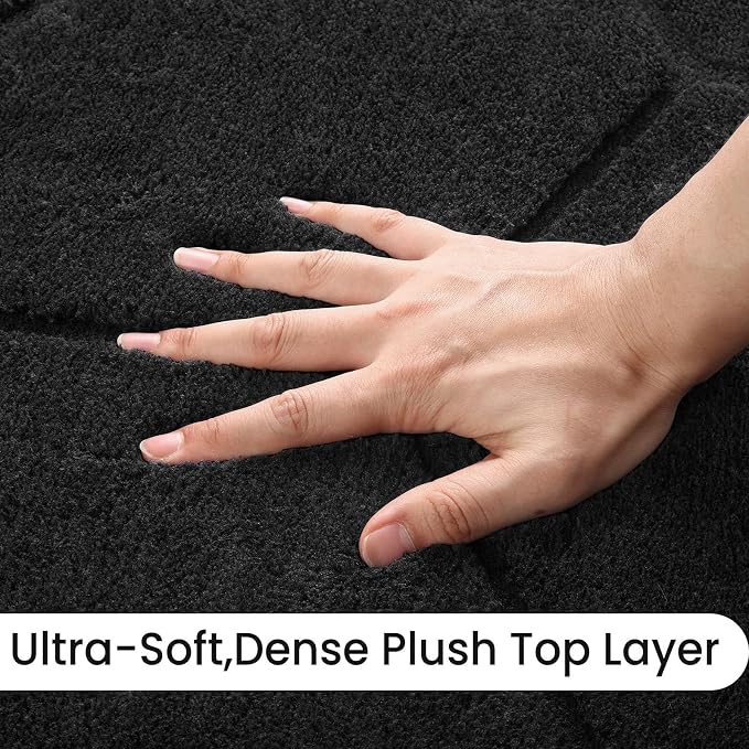 Sour Lemon Area Rugs 10x14 Living Room Bedroom, Exta Large Carpet Black | Washable, Geometric Alfombra Para Salas Modernas, Non Slip Big Soft Thick Fluffy Plush, Memory foam Rug for Kids Playroom