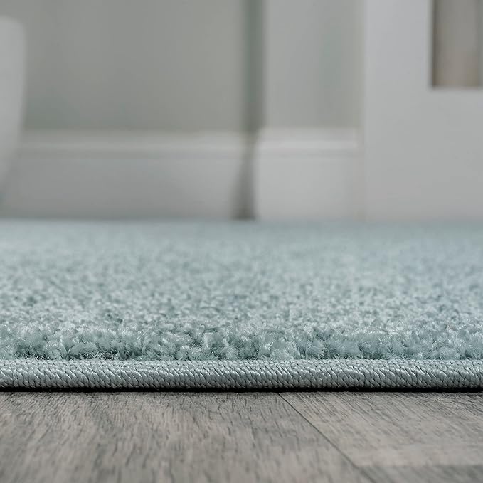 JONATHAN Y Haze Solid Low-Pile Aqua Blue Indoor Area Rug 4x6, Coastal,Bohemian,Minimalist,Classic, Easy-Cleaning for Living Room,Bedroom,Kitchen,Pet Friendly,Non-Shedding (SEU100S-4)