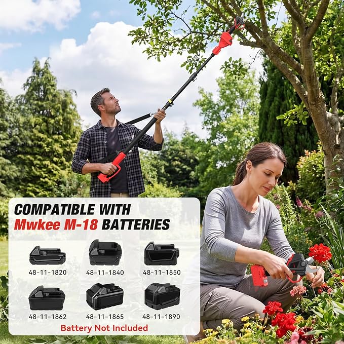 2-In-1 Electric Pruning Shears for Mwkee M-18 Battery, 1.6" Cutting Diameter Cordless Pole Pruners 18v - Brushless Motor, 4 Modes Electric Pruning Shears for Gardening & Tree Trimmer (No Battery)