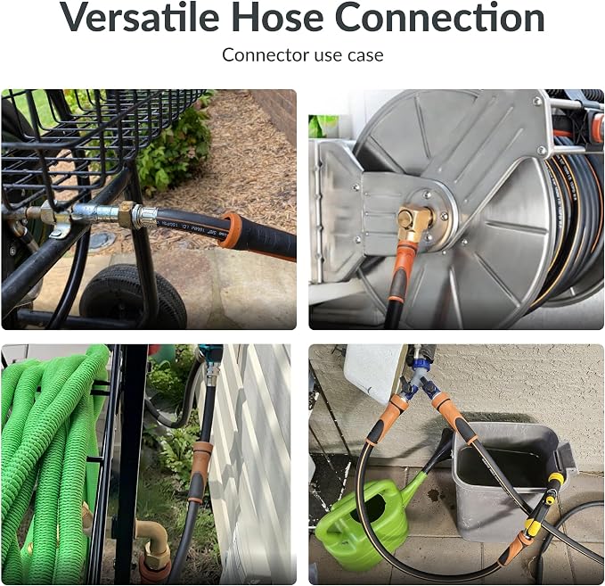 Giraffe Tools Garden Hose 5/8", Water Hose Heavy Duty, Flexible, Lightweight Hybrid Hose with Swivel Handle, 15ft Male to Female Fittings, Burst 600 PSI, Short Leader Hose