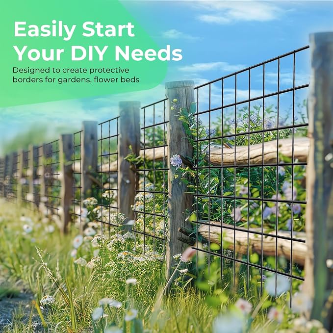 Garden Fence Black PVC Coated Welded Wire Fencing 48 Inch x 100 Foot, 2 Inch x 3 Inch 16GA, Garden Border Fencing Roll Vinyl Coating Metal Wire Mesh for Yard Vegetable Plant Protection Poultry Netting