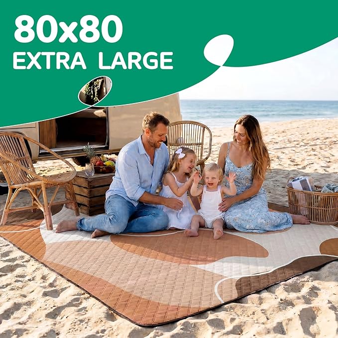 Waterproof Beach Blanket Picnic Outdoor Camp Mat RugTowel Family Beach Trip Essentials Summer Vacation Must Have Travel Accessories Lake Day Necessities Stuff Thing Need Gear Gift Supplies 2026