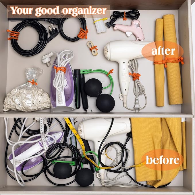 8PCS 4-Inch Silicone Cable Ties, Bendable Rubber Twist Ties, Reusable Twist Ties for Cords, gear ties for Organizing, Bundling (Orange)
