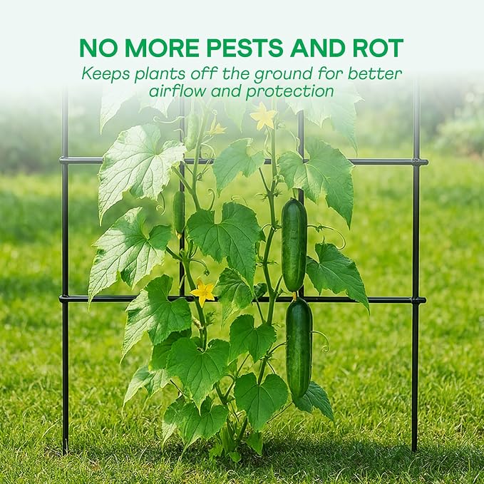 IDZO 2-Panel Folding Trellis, Basic Metal Decoration Trellis for Climbing Plants Outdoor, Tall Metal Plant Trellis with Steel Frame, Panel Trellis Garden Lattice for Vines & Vegetables