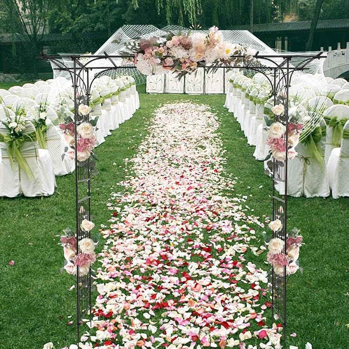 Garden Arch Trellis for Climbing Plants Outdoor, Metal Arch Frame Garden Arbors and Arches, Outdoor Archway Metal Arch Backdrop Stand for Flower Vines Wedding Bridal Birthday Party Decoration