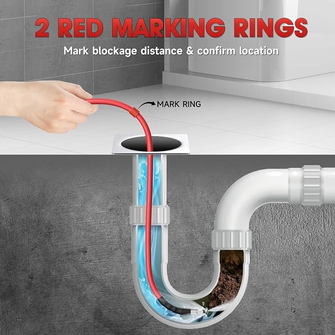 Sewer Jetter Kit for Pressure Washer – 100ft Pressure Washer Drain Jetter Hose 5800PSI 1/4 Inch NPT Corner with Sewer Cleaning Tool High Pressure Nozzles and Spanner Waterproof Tape