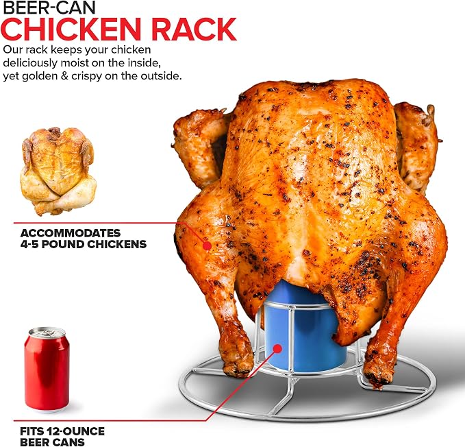 Modern Innovations Grill Racks, Chicken Leg Rack Drumstick Holder, Beer Can Chicken Holder Butt Stand, BBQ Smoke Rib Rack, Smoker Accessories Gifts For Men, Smoking and Grilling Gift Set