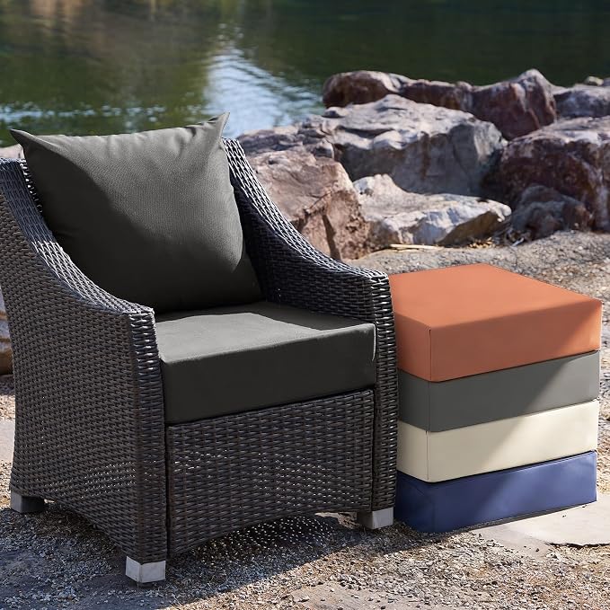 Outdoor Cushions for Patio Furniture, Outdoor Seat Cushion Set 24 x 24 x 5.75 in, Waterproof & Fade Resistant Outdoor Chair Cushions, Patio Cushion with Removable Cover, Set of 6, Dark Grey