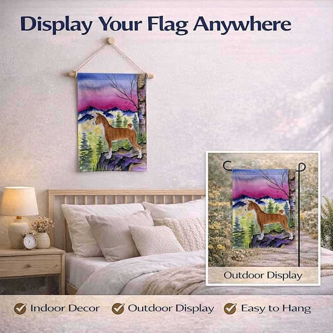 Caroline's Treasures SS8371GF Basenji Garden Flag Mailbox Flag Decorative Yard Flag Banner Outside Patio Artwork Yard Flower Beds, Garden Size, Multicolor