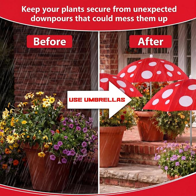 Gilprop 3 Pack Plant Shade Umbrellas for Outdoor Plants, 23.6" Mushroom Style Sun Shade Covers, Sun Protection Cloth for Potted Plants, Garden Beds, Patio Flowers