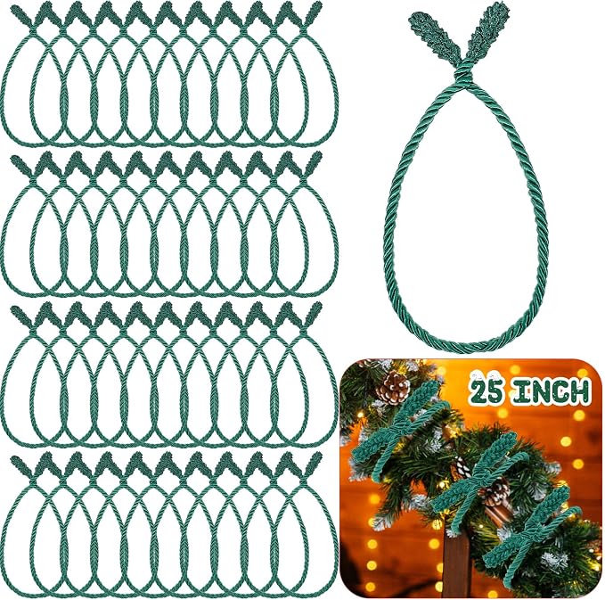 Zhengmy 40 Pcs 25 Inch Extra Long Christmas Garland Ties Christmas Decorative Twist Ties for Banister Reusable Flexible Twist for Holiday Xmas Home Decorations Craft Wrapping (Green)