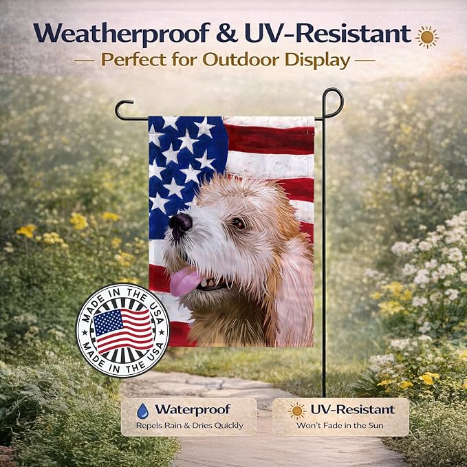 Caroline's Treasures CK6462GF Briquet Griffon Vendeen American Flag Garden Flag Mailbox Flag Decorative Yard Flag Banner Outside Patio Artwork Yard Flower Beds, Garden Size, Multicolor