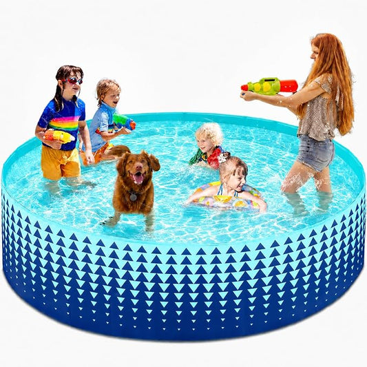 Jasonwell Foldable Dog Kiddie Pool - Hard Plastic Kids Paddling Pool Toddler Baby Swimming Pools for Backyard Collapsible Whelping Box Pet Doggie Cats Wading Pools Bathtub for Puppy Large Dogs 97In,G