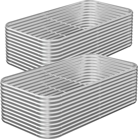2 Pack Tall 6x3FT Raised Beds for Gardening, Corrugated Galvanized Steel Raised Garden Bed, Outdoor Metal Above Ground Garden Bed for Vegetables and Flowers-6x3x1.5FT