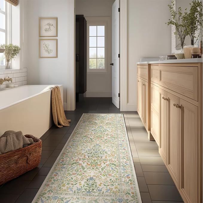 Washable Runners for Hallways Kitchen Rug: 2'x6' Runner Rugs Stain Resistant Non Slip Low Pile Soft Rug Runners for Kitchen Hallways Bedroom Entryway Indoor Living Room Farmhouse