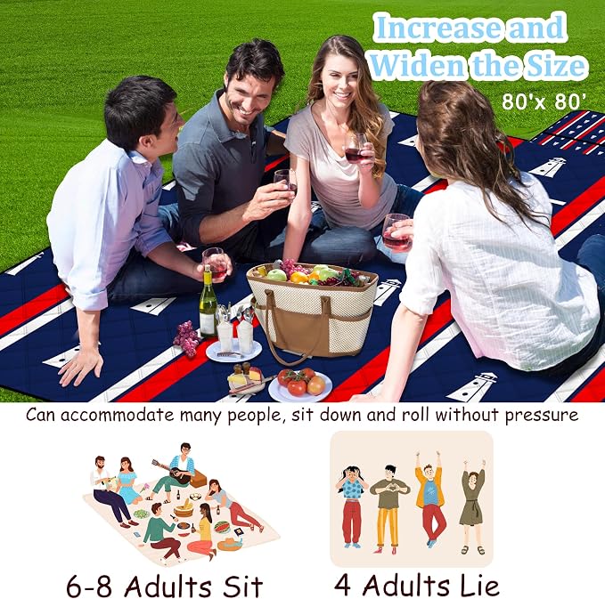 Extra Large Picnic Blanket 80" x 80", Waterproof Sandproof Foldable Picnic Mat for Beaches,Picnics,Camping,Parks,Park.Lighthouse