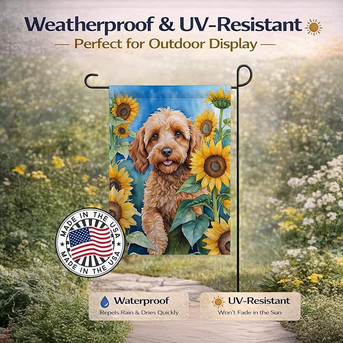Caroline's Treasures DAC6057GF Cockapoo in Sunflowers Garden Flag Mailbox Flag Decorative Yard Flag Banner Outside Patio Artwork Yard Flower Beds, Garden Size, Multicolor
