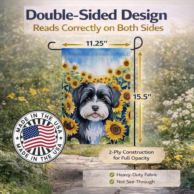 Caroline's Treasures DAC6097GF Havanese in Sunflowers Garden Flag Mailbox Flag Decorative Yard Flag Banner Outside Patio Artwork Yard Flower Beds, Garden Size, Multicolor