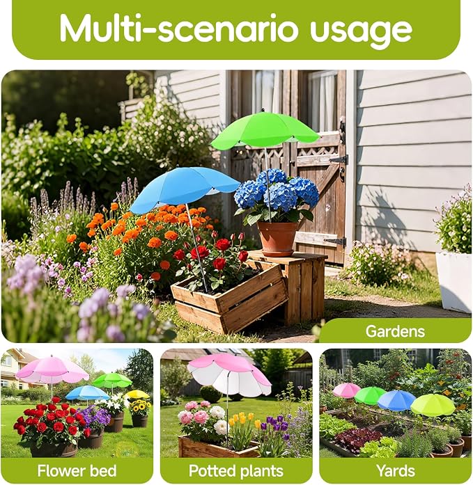 4 Pack Plant Shade Umbrellas for Outdoor Plants,23.6" Garden Umbrella Sun Shade for Garden Beds Potted Plants, Adjustable Angle Plant Shade Cover Umbrellas