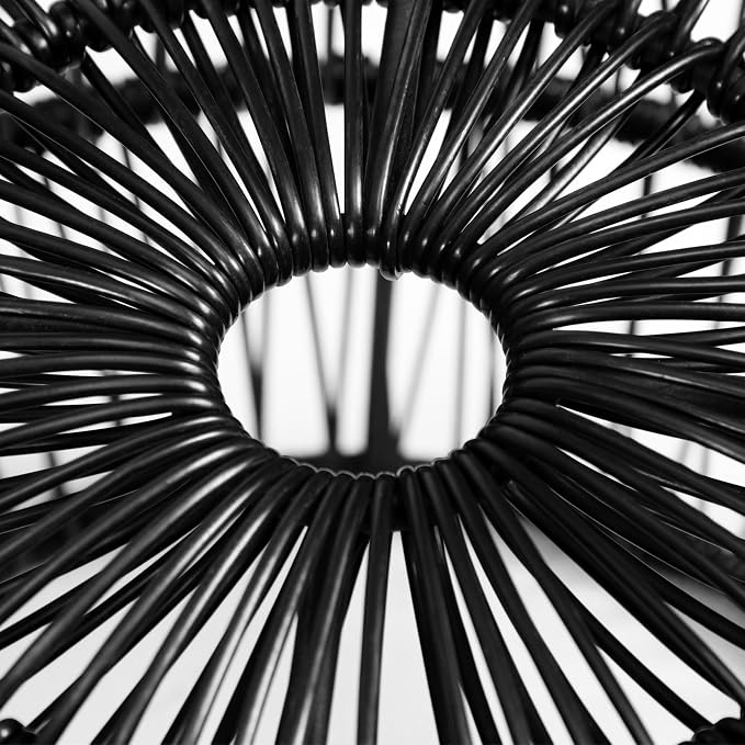 Furniture of America Ysar Boho Rattan Round Coffee Table Outdoor with Metal Frame, All-Weather and Rust Resistant, Handcrafted Coastal Furniture for Patio, Poolside, Garden, Yard, Black