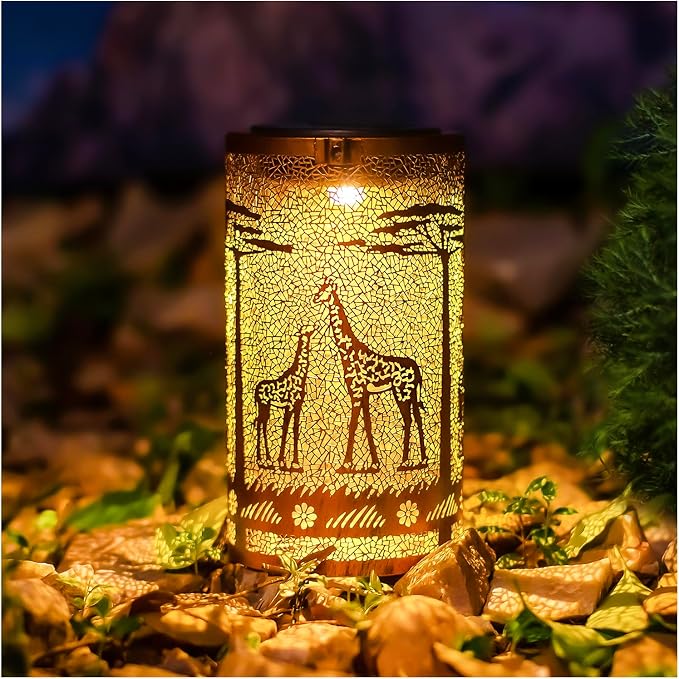 Giraffe Solar Lanterns Outdoor Waterproof Hanging Solar Lights Giraffe Gifts for Women Men Metal Decorative LED Giraffe Lanterns for Garden Decor,Yard,Patio,Lawn,Tabletop,Pathway,Landscape